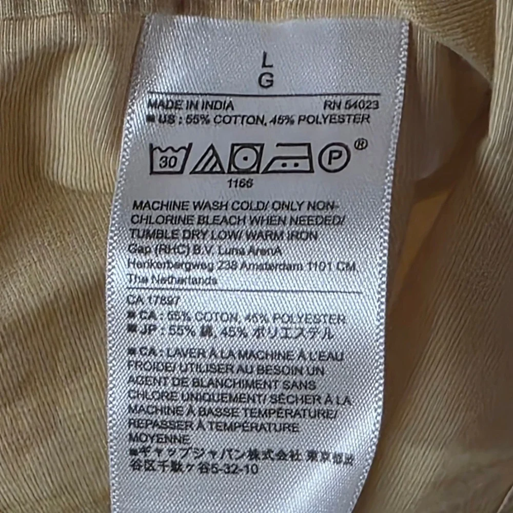 Banana Republic Men Slim Fit L Short‎ Sleeve Button Shirt Yellow Easter Spring